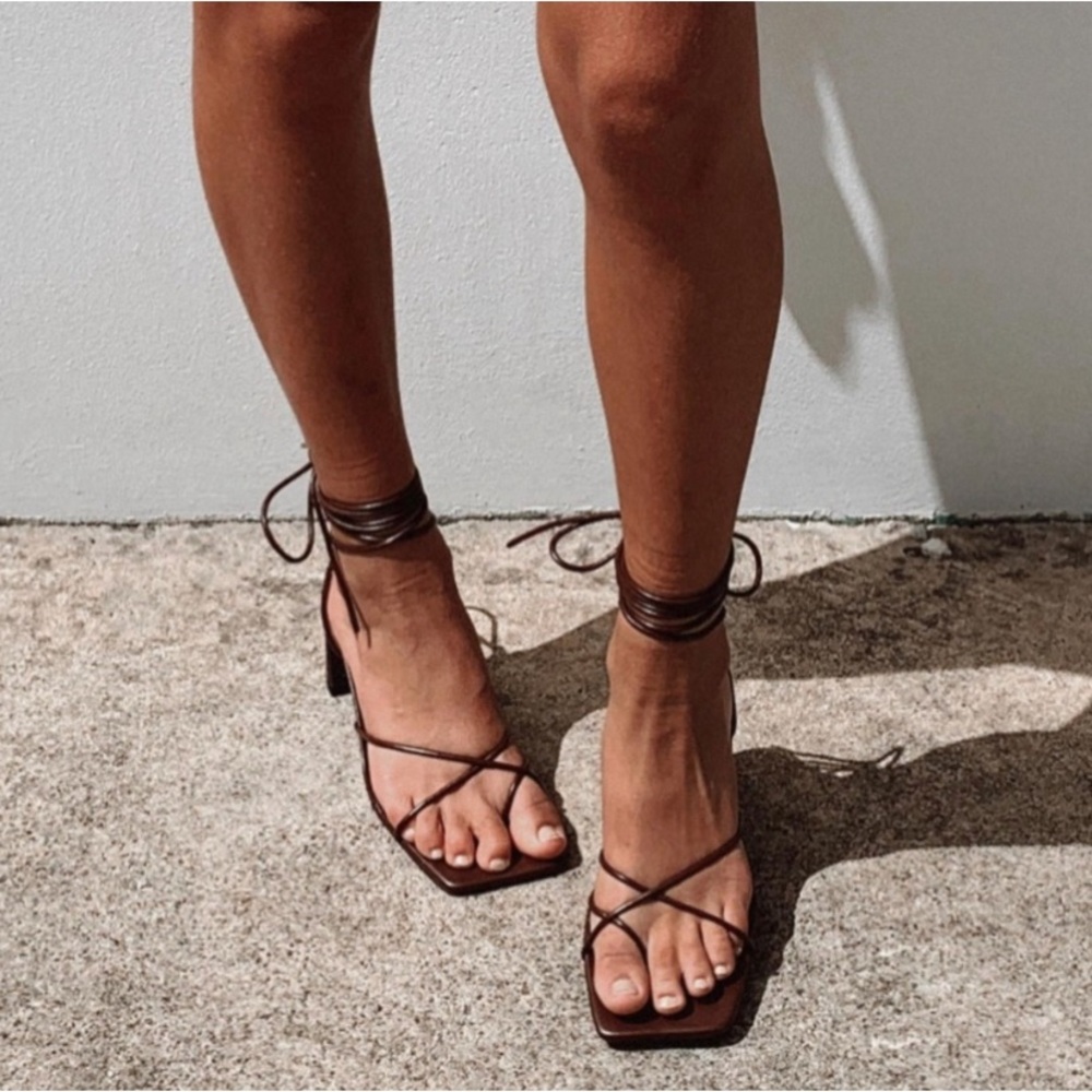 Princess Polly Callie Lace Up Brown Sandal